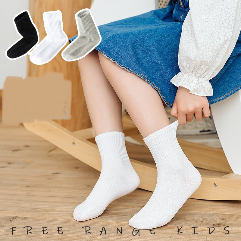 Set 4 đôi tất gân cao cổ cho bé phối màu phong cách vintage thời trang màu trơn