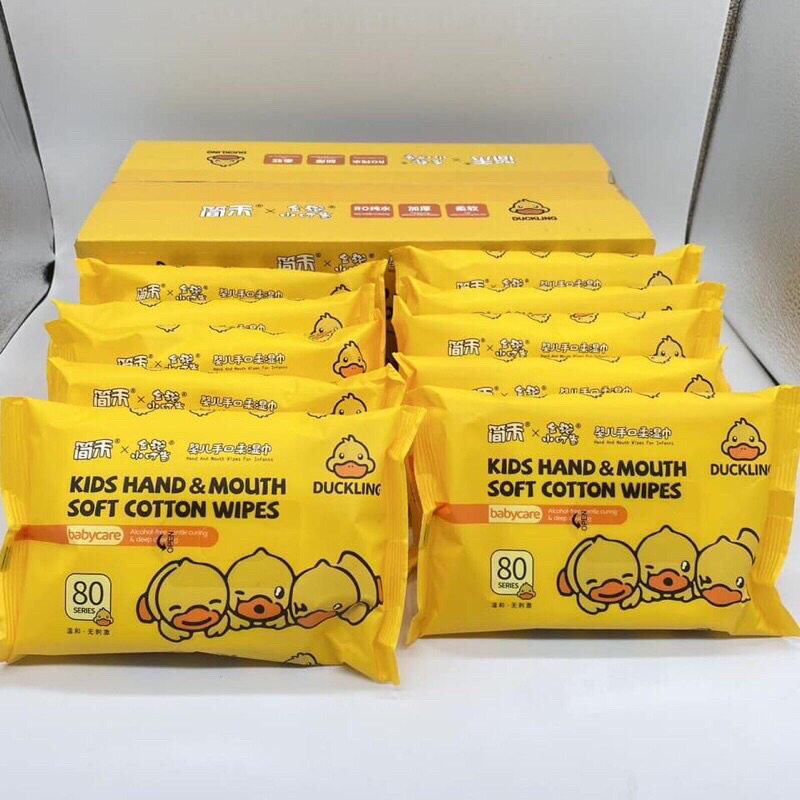10 gói khăn ướt con vịt vàng thùng giấy