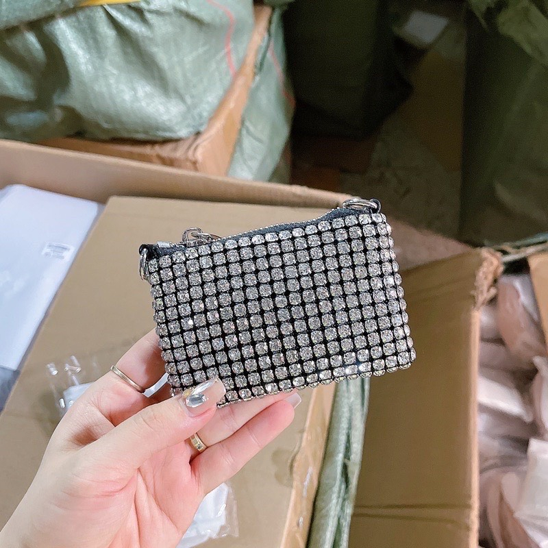 Túi ví mini wang đá size 11cm kèm 2 dây đeo chéo loại đẹp hàng Quảng Châu