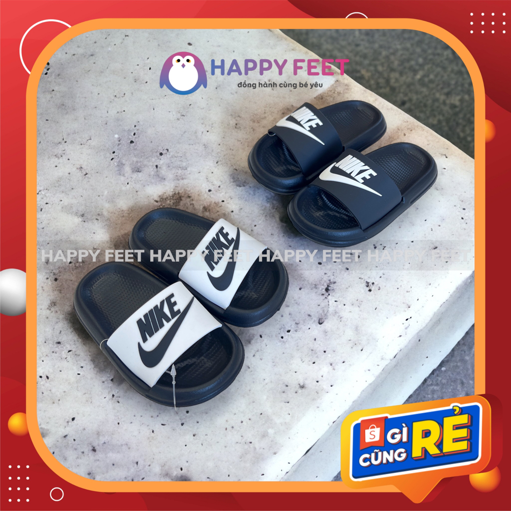 Dép lê cho bé, dép siêu nhẹ họa tiết N.i.k.e cho bé trai 3-10 tuổi- Happy Feet no3389