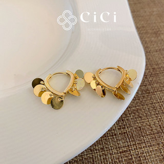Bông tai nữ dáng tròn nhiều lớp hiệu ứng lấp lánh mạ vàng 18K CiCi Accessories phụ kiện trang sức nữ độc lạ - BT104
