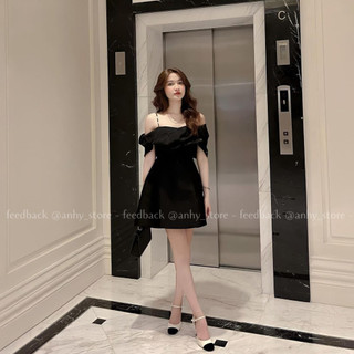 Đầm dự tiệc trễ vai dáng ngắn hai dây xinh, váy tiểu thư sang chảnh, đầm chụp kỷ yếu [Có bigsize]