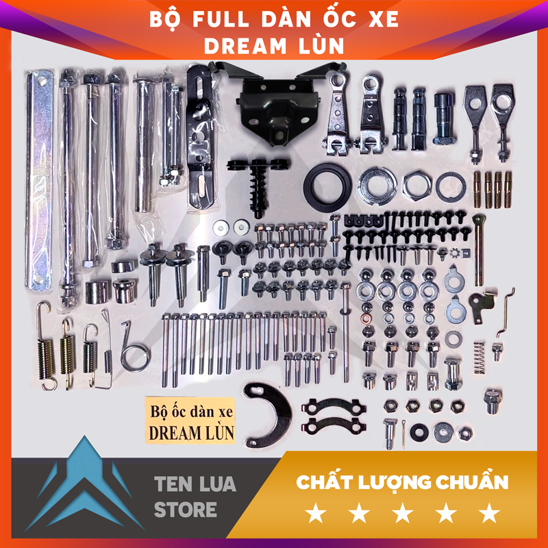 Bộ ốc xe Dream Lùn Hàng cao cấp-xi mạ ánh màu-hàng tiêu chuẩn giả zin Full dàn ngoài 100% (phụ tùng xe máy Dream)