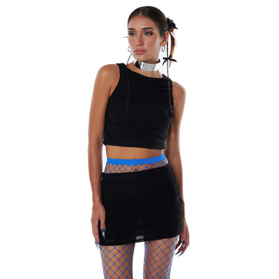 làminapparel - DRAPED MESH MINI SKIRT