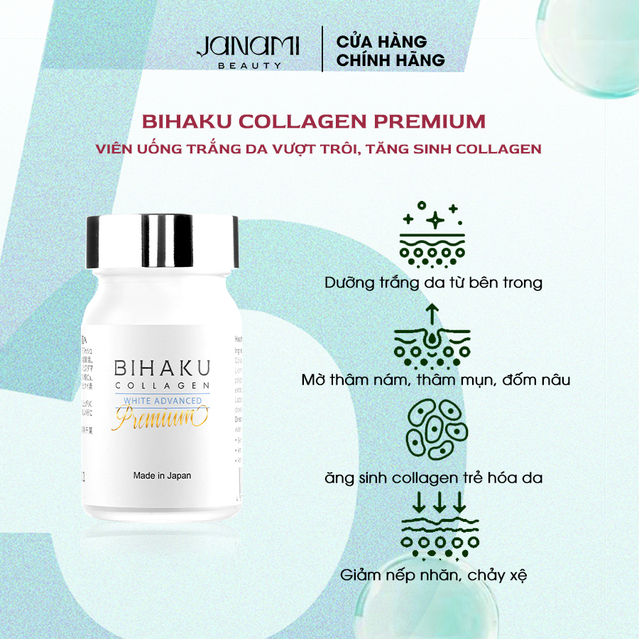 Viên Uống Trắng Da Bihaku Collagen Premium Nhật Bản