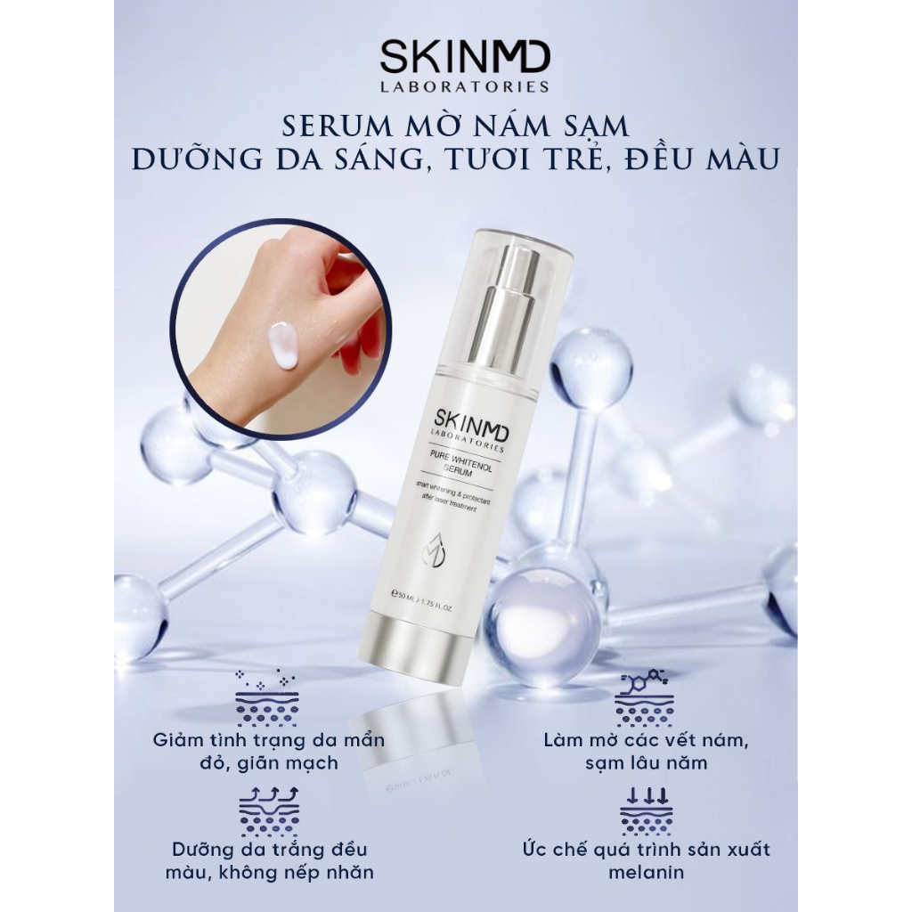 Serum Giảm Nám Và Phục Hồi Tái Tạo Da SkinMD Pure Whitenol Serum 50ml