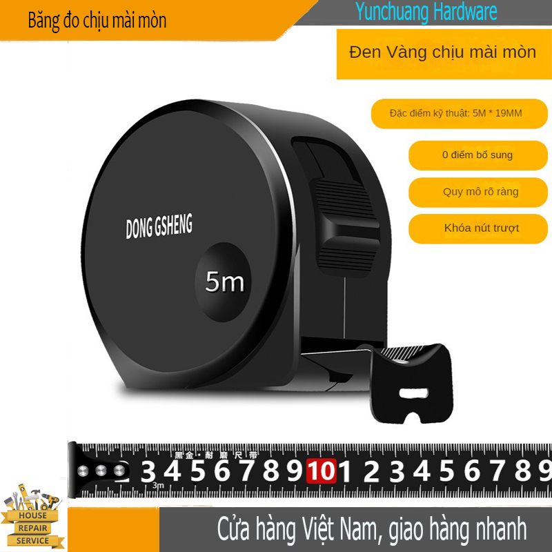 Mới Dongsheng đen vàng thép cuộn đo 3m 5m 7,5m 10m chiều dài dày thêm cứng mặc chống ngã