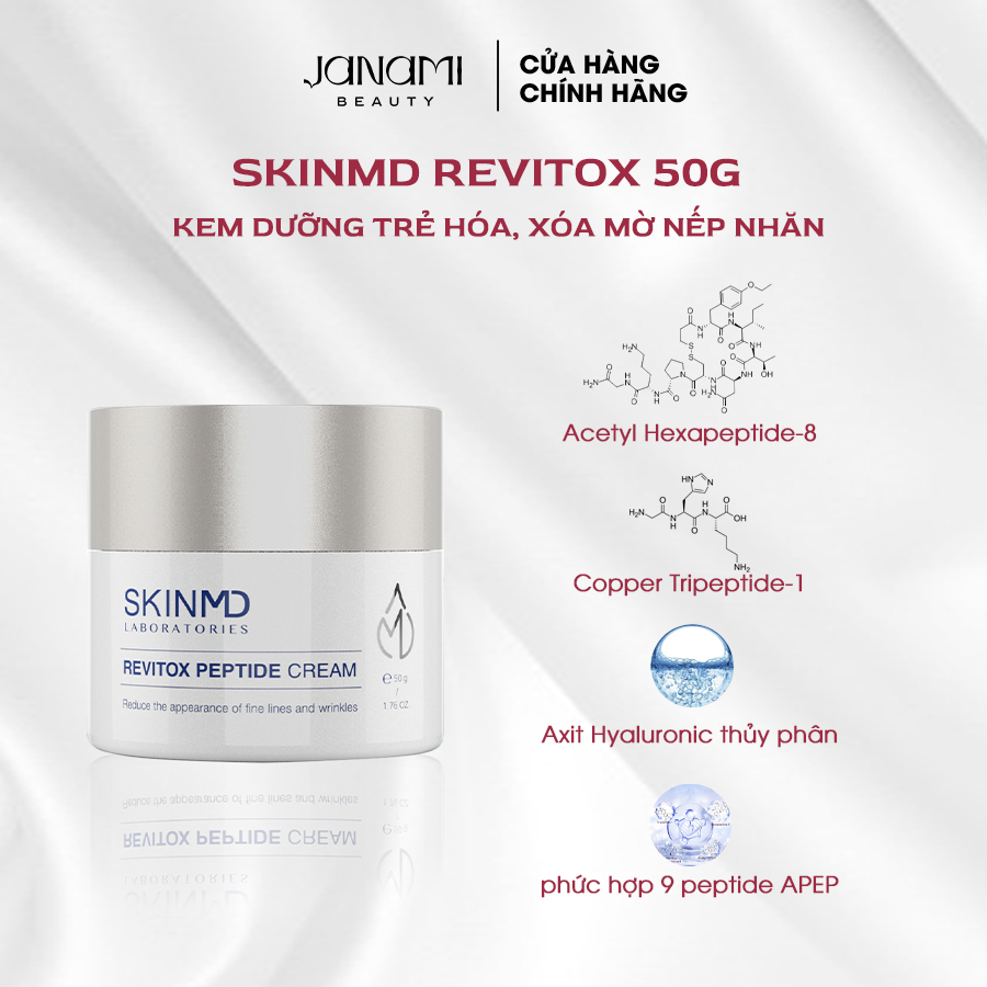 Kem dưỡng săn chắc da và là phẳng nếp nhăn SKINMD REVITOX PEPTIDE CREAM 50g