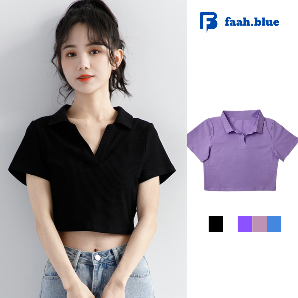 Áo Croptop Polo Nữ Madela Chất Cotton Co Giãn 4 Chiều, Croptop Ngắn Tay Cổ Trụ Form Rộng Đủ Size