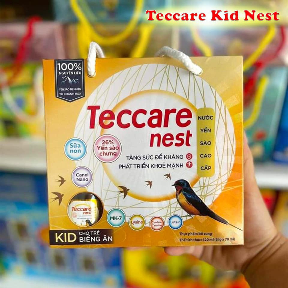 Yến Sào Teccare Kid Nest Giải pháp chống Biếng Ăn Cho Trẻ Từ 7 Tháng Tuổi Với 26% Yến Sào Cao Cấp [Lốc 6 lọ]