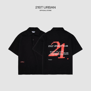 Áo cổ polo unisex dáng relax 21st urban black umi club 22