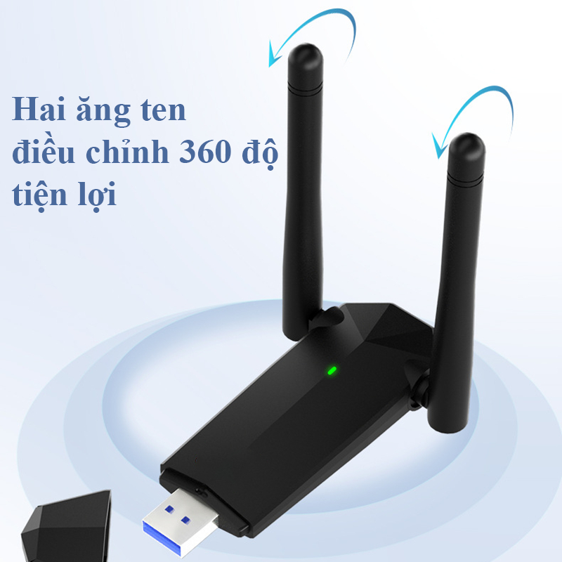 USB Wifi Thu Phát Sóng Wifi Tốc Độ 1300mbps 2 Râu Kép Cho Laptop PC 2.4/5g Bộ Chuyển Đổi USB 3.0 Wifi5 Nhỏ Gọn Tiện Lợi | BigBuy360 - bigbuy360.vn