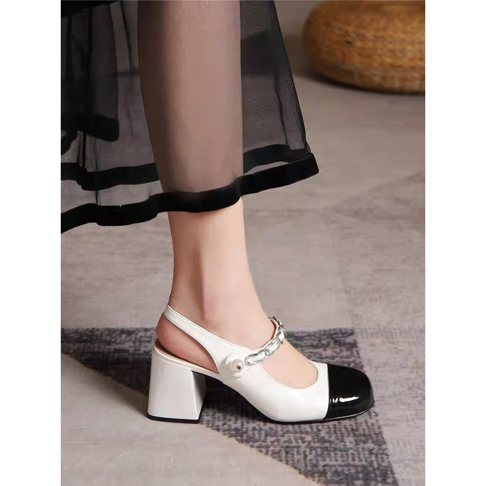 Giày cao gót nữ gót vuông , sandal công sở 5p & 7p đính hạt ngọc hàng hot