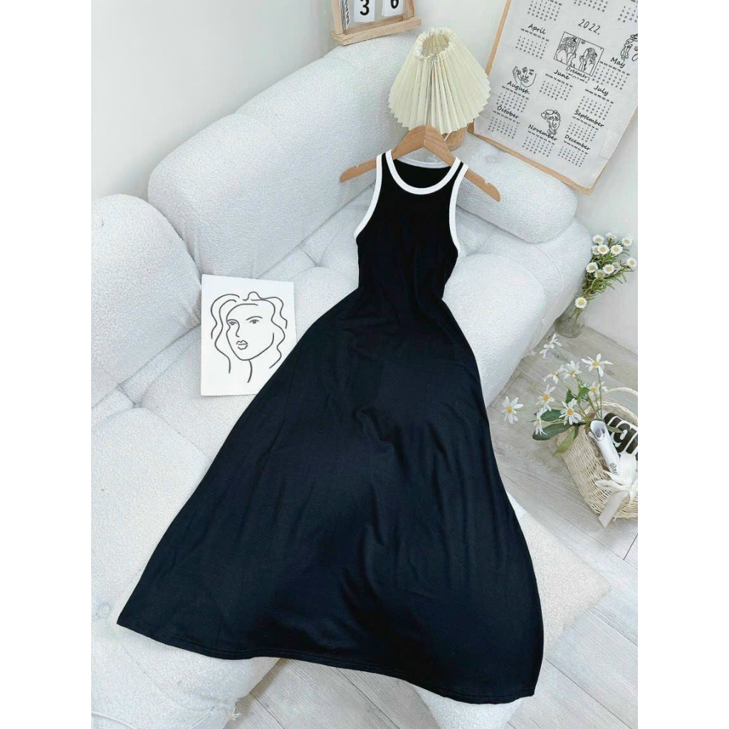 Đầm Váy Nữ Đen 3 Lỗ Họa Tiết Khoét Lưng Xòe Sang Chảnh Giúp Độ Đẹp Thân Hình gkm_fashion_68 mtb