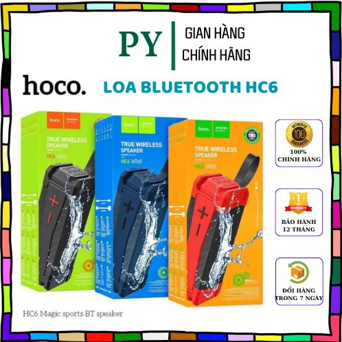 Loa Bluetooth Hoco HC6, Chống nước, Nghe nhạc 6 giờ, âm thanh mạnh mẽ, Bảo Hành 12 Tháng,1 đổi 1