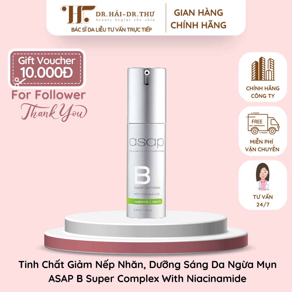 [CHÍNH HÃNG] Tinh Chất Giảm Nếp Nhăn, Dưỡng Sáng Da Ngừa Mụn ASAP B Super Complex With Niacinamide -