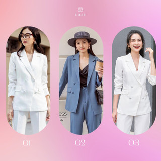 | blazer 4 cúc vạt chéo dáng ngắn by lilie