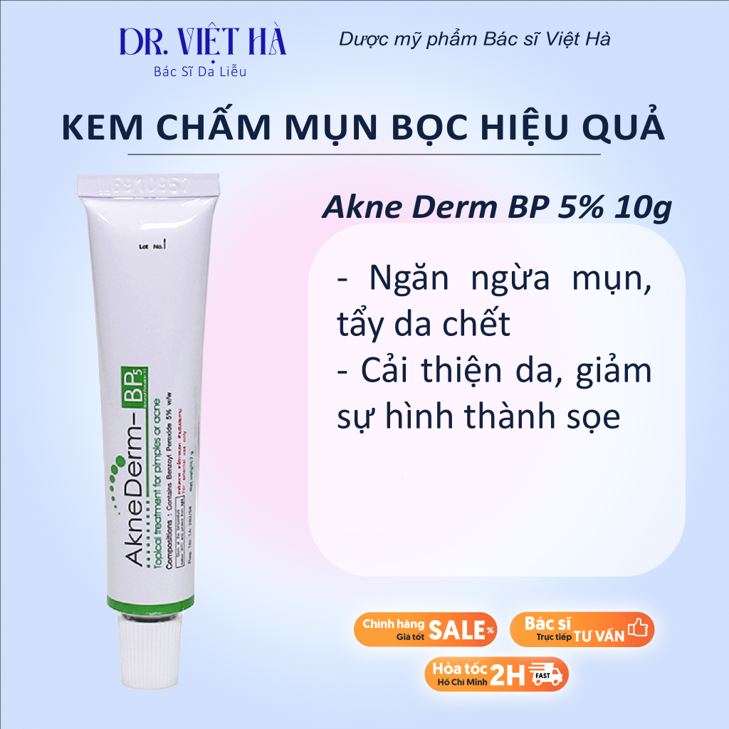 AKNE DERM BP 5% Kem chấm mụn bọc 10g