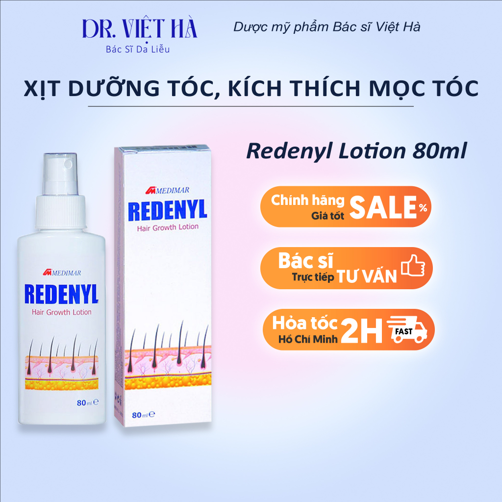 Xịt dưỡng tóc Redenyl 80ml giúp chắc khỏe, kích thích mọc tóc, GIẢM RỤNG| BS HÀ DA LIỄU KHUYÊN DÙNG