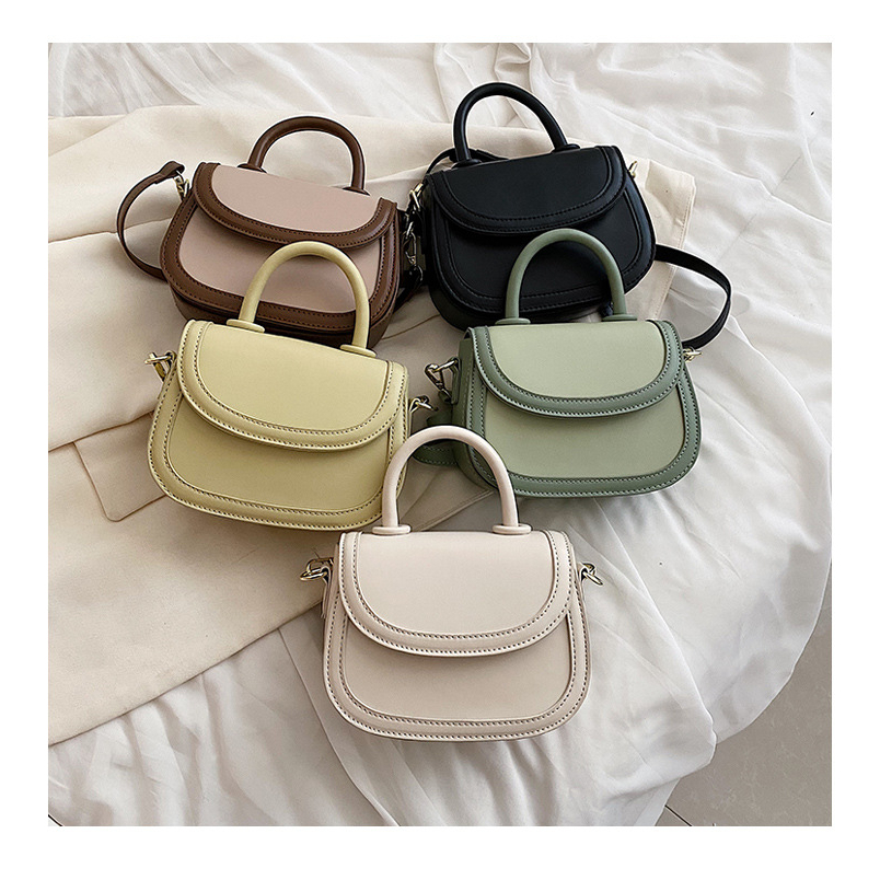 Túi Đeo Chéo Xách Tay Nữ Thiết Kế Da PU Trơn Nhỏ Gọn Phong Cách Retro Thời Trang Màu Xanh Be Vàng Đen Trắng Tiên Lợi