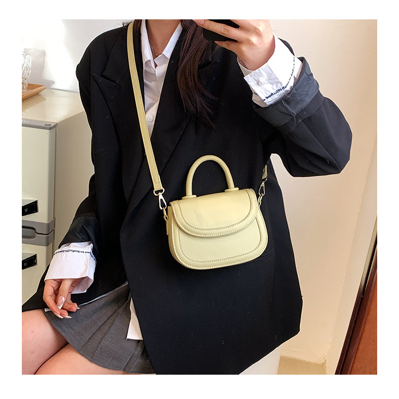 Túi Đeo Chéo Xách Tay Nữ Thiết Kế Da PU Trơn Nhỏ Gọn Phong Cách Retro Thời Trang Màu Xanh Be Vàng Đen Trắng Tiên Lợi