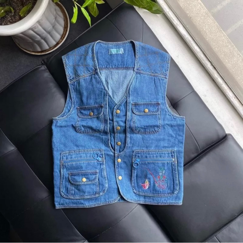 Áo gile jean Chính Hãng nam nữ cá tính, áo khoác bò dáng rộng phong cách Hàn Quốc