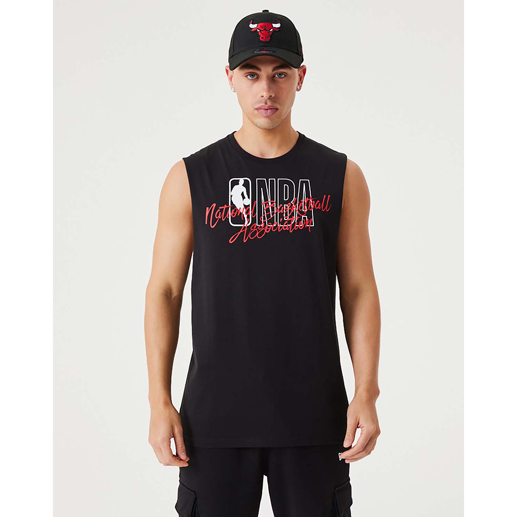 Áo ba lỗ nam NBA Script Essential Black Tank Top hàng xuất Hàn, chất liệu 100% cotton AB34