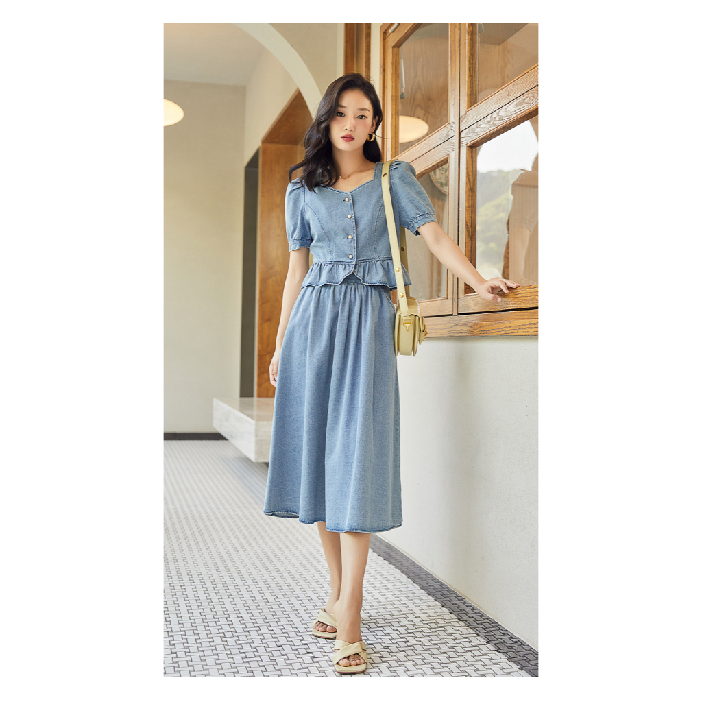 Z301 Áo & Chân váy denim xuất dư của HOPESHOW