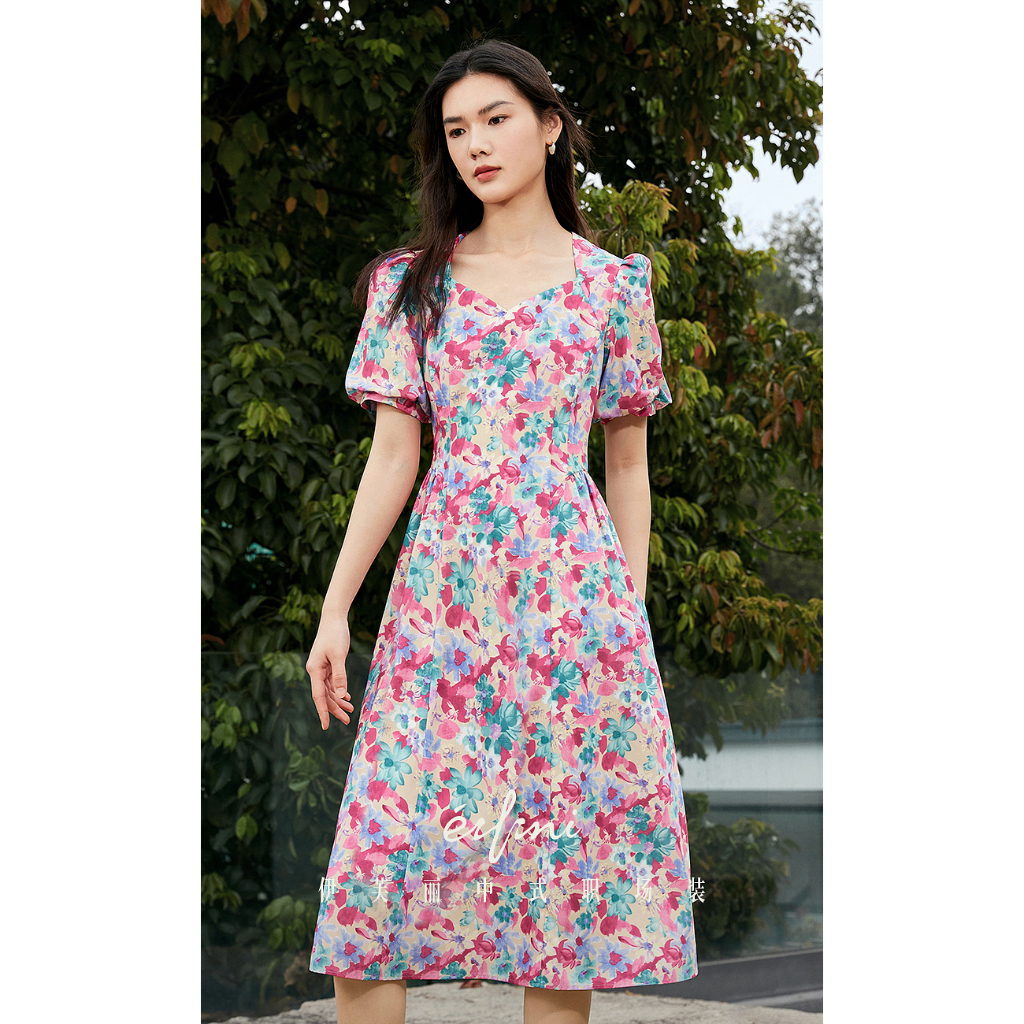 Z307 Váy hoa màu xuất dư của EIFINI