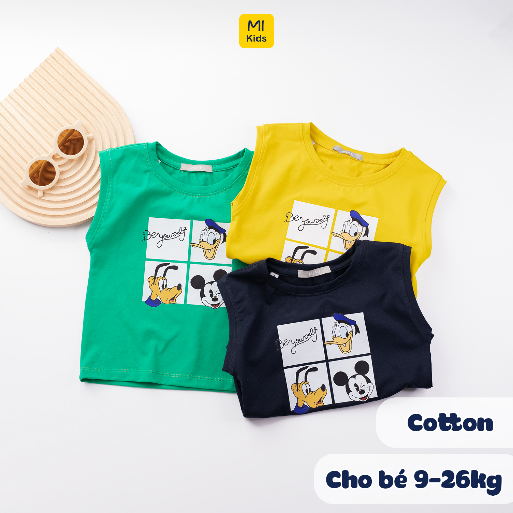 Áo Ba Lỗ Bé Trai Quần Áo Trẻ Em MIKIDS In Nhân Vật Hoạt Hinh Disney Chất thun Cotton Co Giãn Thoáng Mát