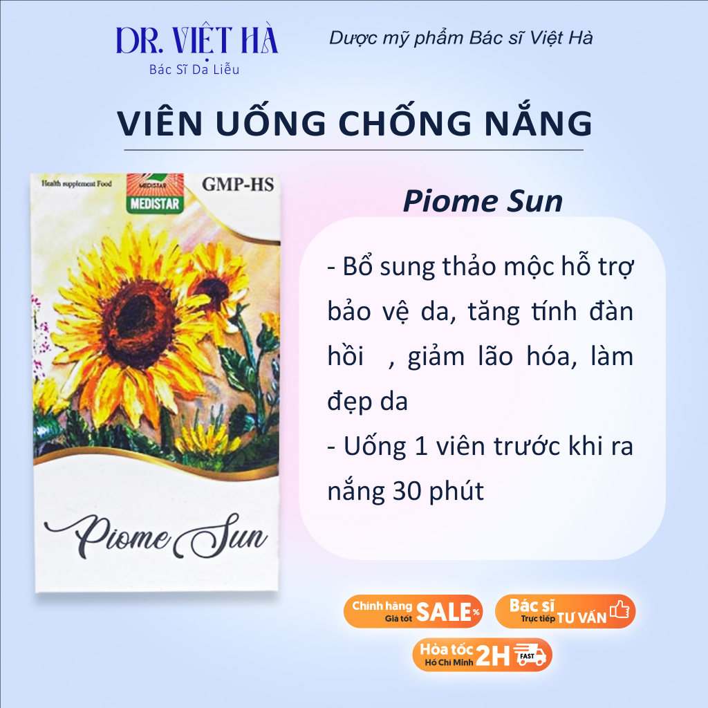 VIÊN UỐNG CHỐNG NẮNG PIOME SUN| BS HÀ DA LIỄU KHUYÊN DÙNG