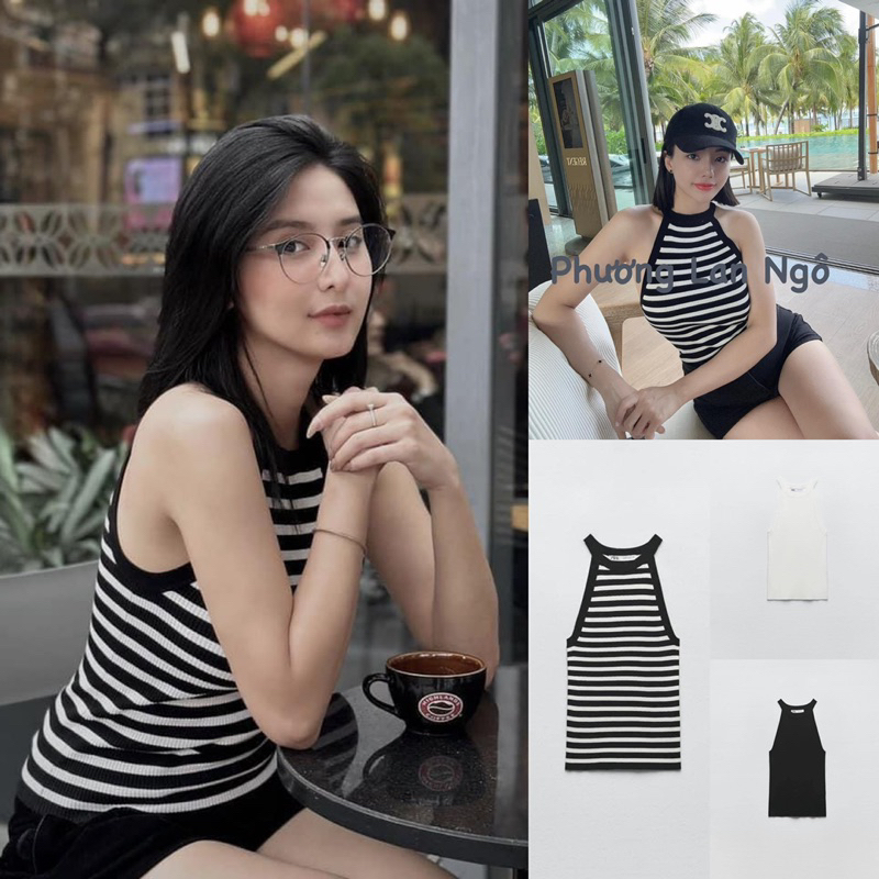 Áo Zara Áo 3 lỗ yếm len tăm Zara xuất A195