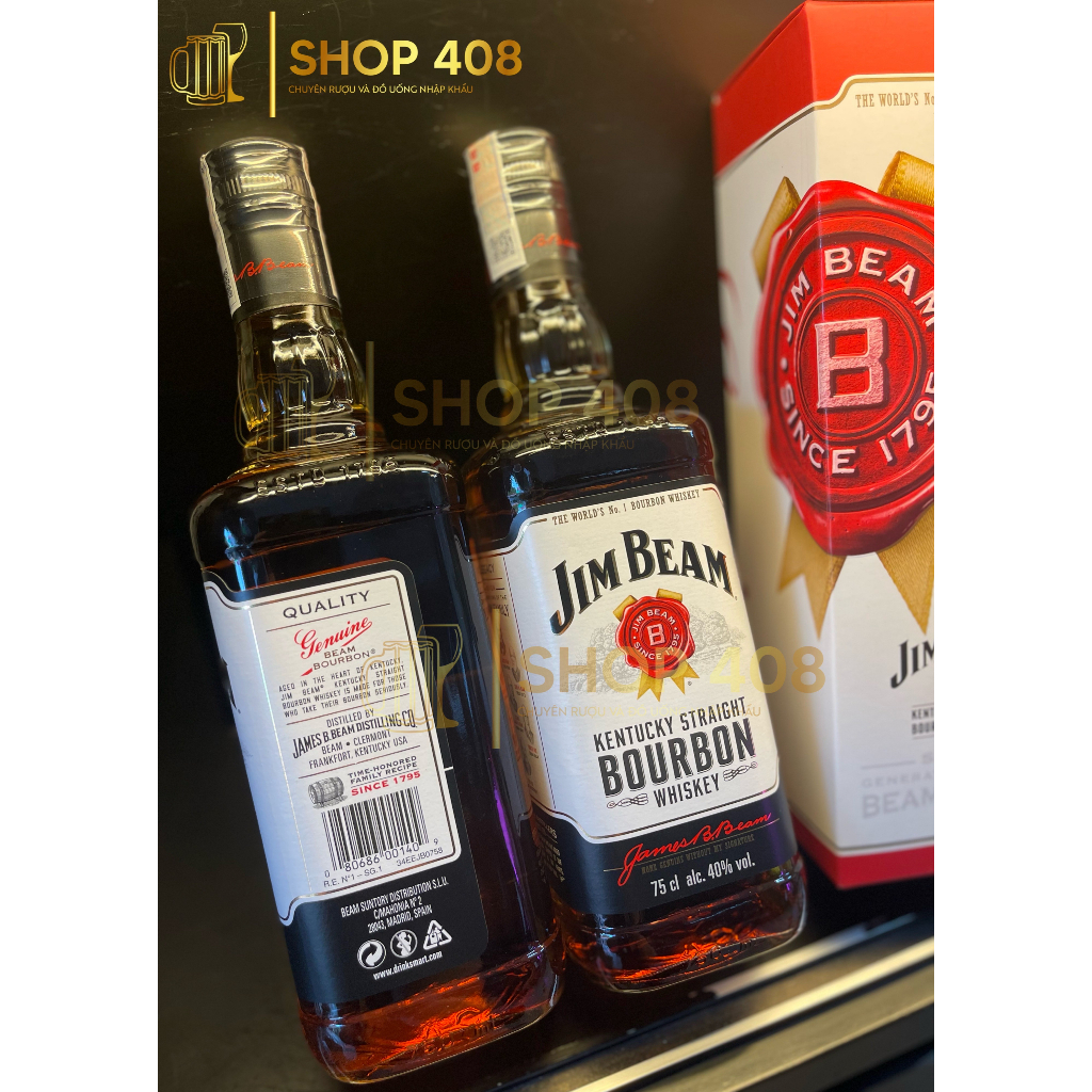 Rượu Jim Beam White Kentucky Straight Bourbon Whiskey 750ml - hàng công ty