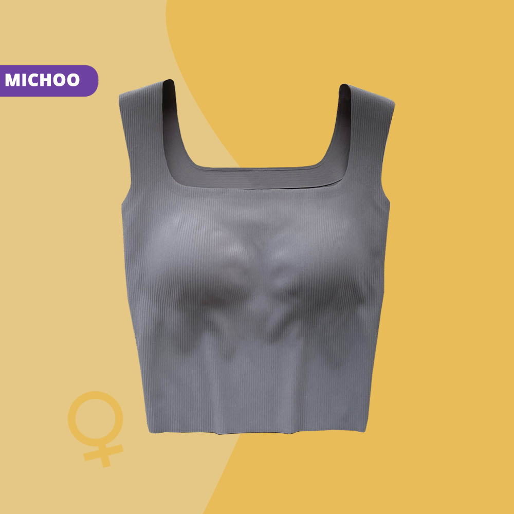Áo Bra 2 Dây Bản To MICHOO Dáng Dài Gân Tăm Có Mút Nâng Ngực Gam Màu Pastel Nhẹ Nhàng Trẻ Trung