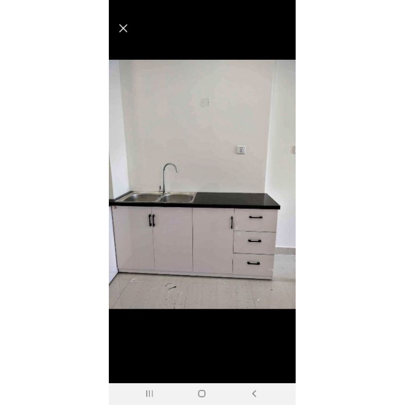 Tủ Bếp Mini Nhựa Đài Loan Cao Cấp - Có Bồn Rửa,Vòi Nước và Dây Cấp Đầy Đủ,Bề Mặt Dán Gạch Men - Free Ship HCM