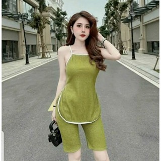 Đồ bộ ngủ 2 dây quần lửng mặc nhà
