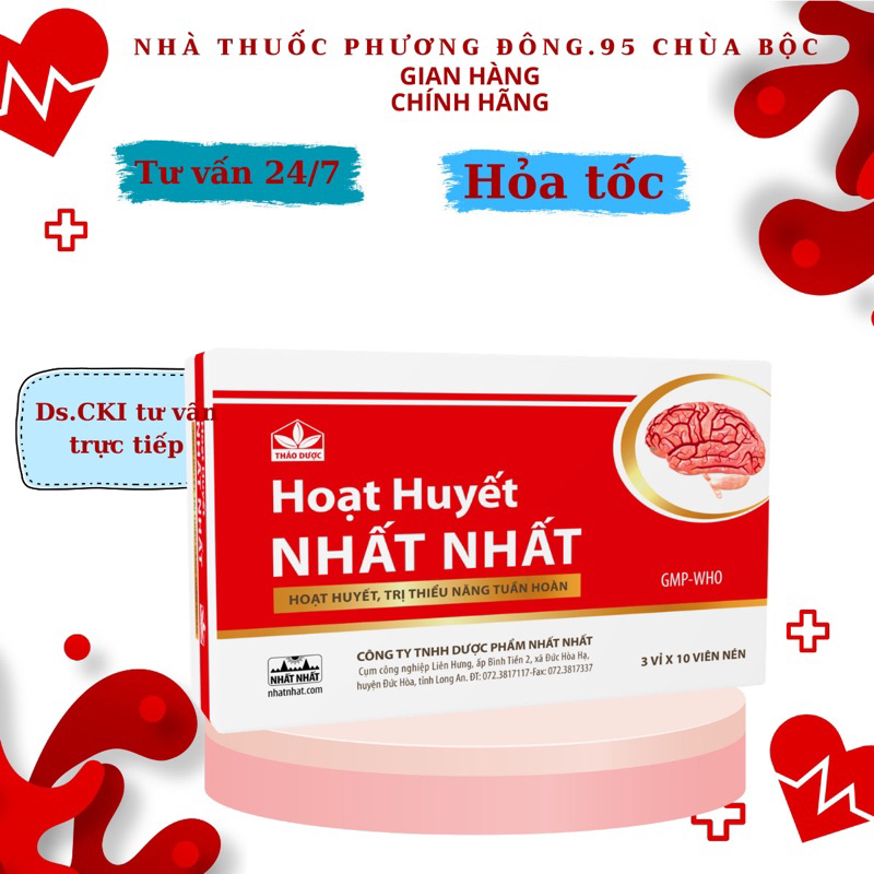 Viên uống Hoạt Huyết Nhất Nhất giảm chứng huyết hư, ứ trệ giúp máu lưu thông lên não tốt 30 viên Việt Mỹ Pharmacy