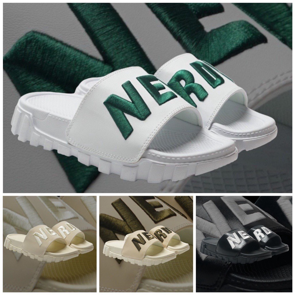 Dép NERRDY Quai Ngang Thêu Nổi Left Right - NERDY chữ thêu đế cao 4.5cm - dép nam nữ full box và giấy gói