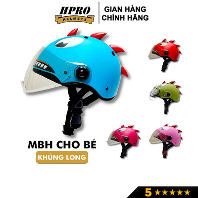 Mũ bảo hiểm cho bé SUNDY helmets có kính, siêu nhẹ, họa tiết khủng long cute, đáng yêu cho trẻ em từ 3-8 tuổi