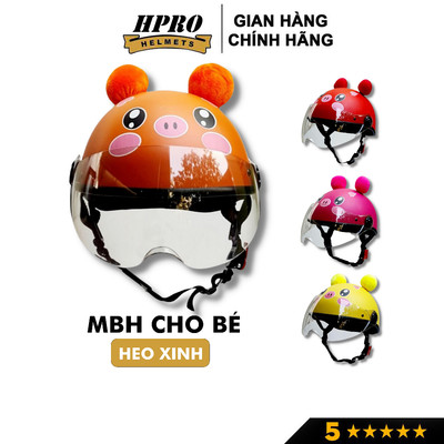 Mũ bảo hiểm cho bé SUNDY helmets, an toàn cho trẻ em từ 3-8 tuổi, có kính chắn gió, họa tiết heo xinh đáng yêu