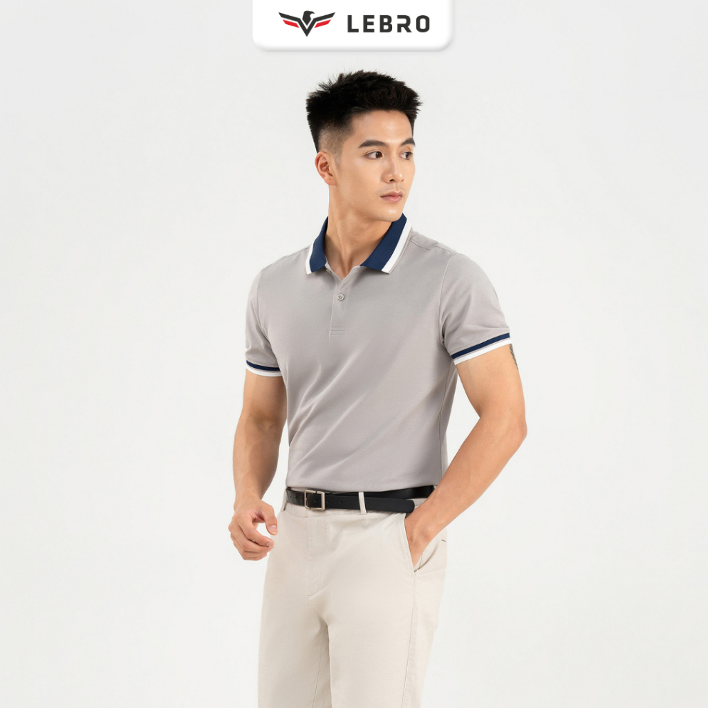 Áo polo nam, áo thun nam có cổ viển phối, áo phông cotton CVC, chuẩn form slimfit thể thao, trẻ trung LEBRO TPL23-06B