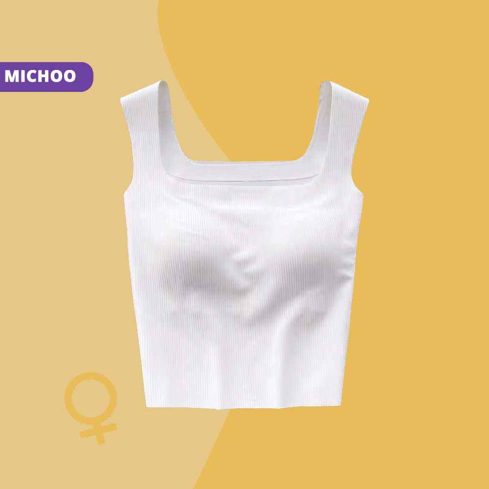 Áo Bra 2 Dây Bản To MICHOO Dáng Dài Gân Tăm Có Mút Nâng Ngực Gam Màu Pastel Nhẹ Nhàng Trẻ Trung