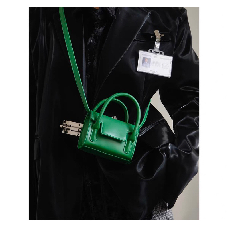 Túi xách nữ Rinni, Túi đeo chéo mini dáng vuông trơn nắp gập hai quai xách