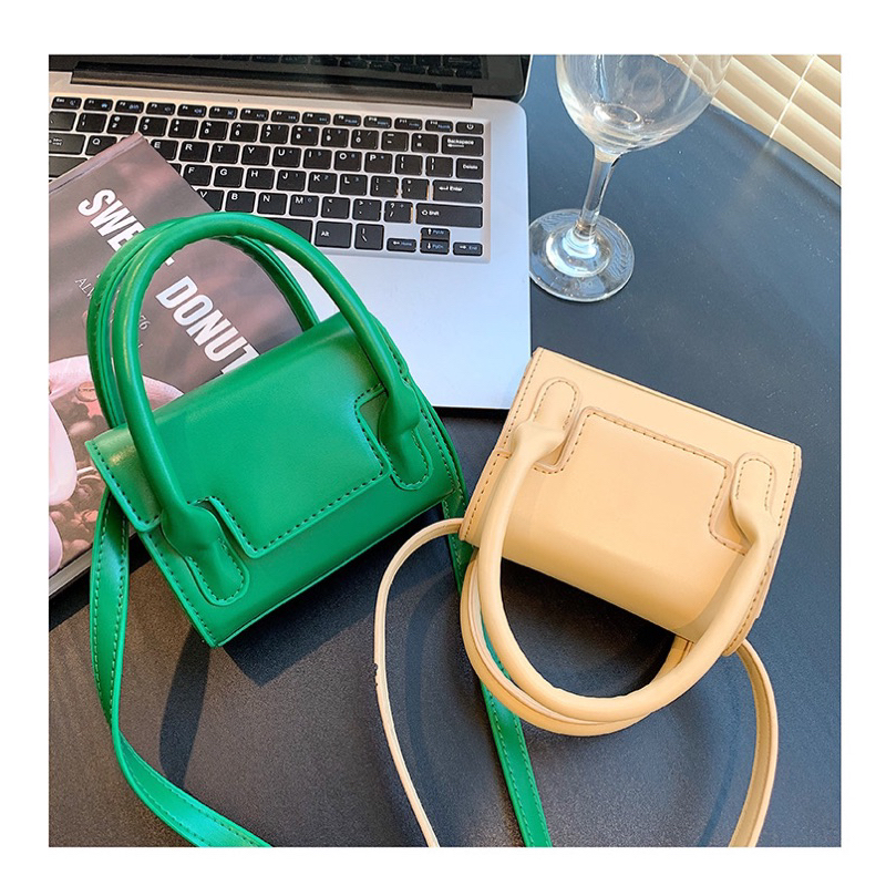 Túi xách nữ Rinni, Túi đeo chéo mini dáng vuông trơn nắp gập hai quai xách