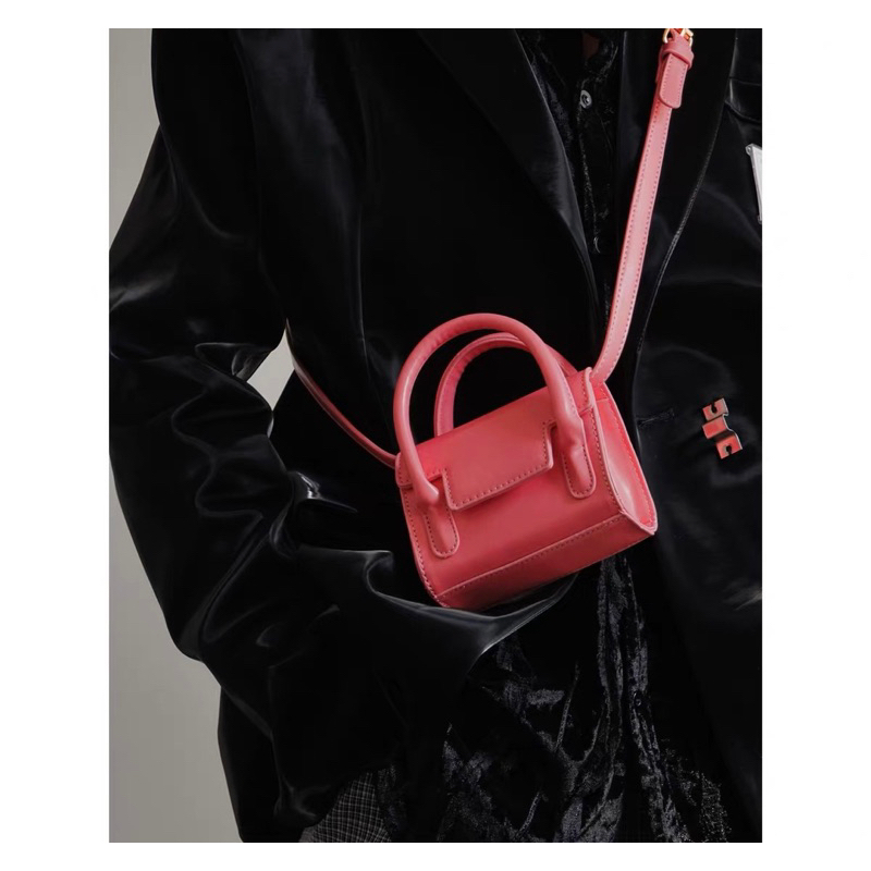 Túi xách nữ Rinni, Túi đeo chéo mini dáng vuông trơn nắp gập hai quai xách