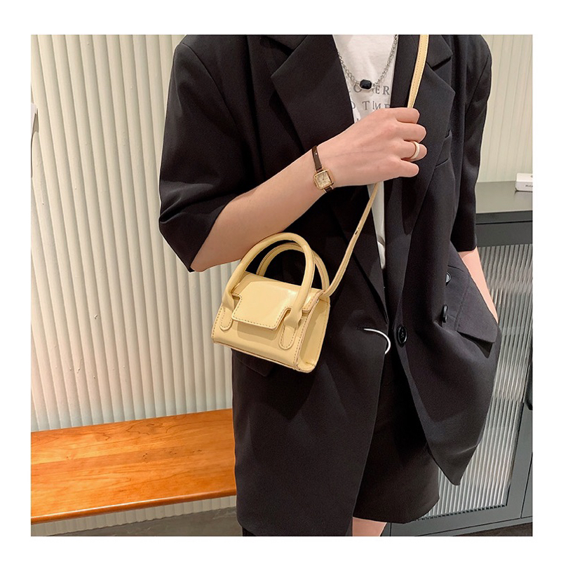 Túi xách nữ Rinni, Túi đeo chéo mini dáng vuông trơn nắp gập hai quai xách