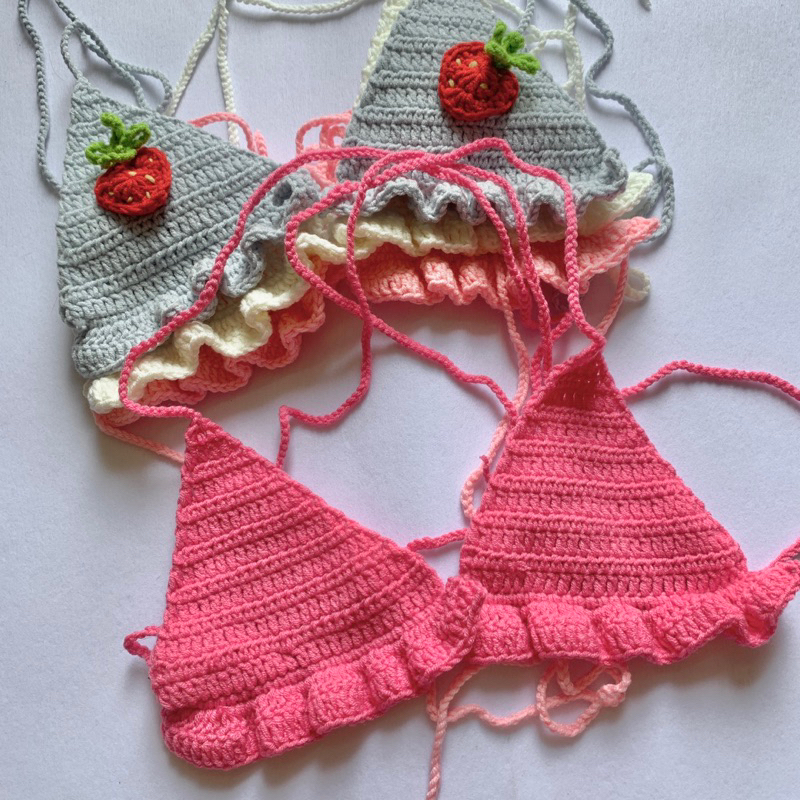 Bikini Bèo Nhún - Bralette Len Móc - xanhlanhes