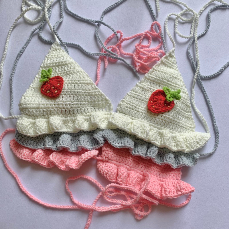 Bikini Bèo Nhún - Bralette Len Móc - xanhlanhes