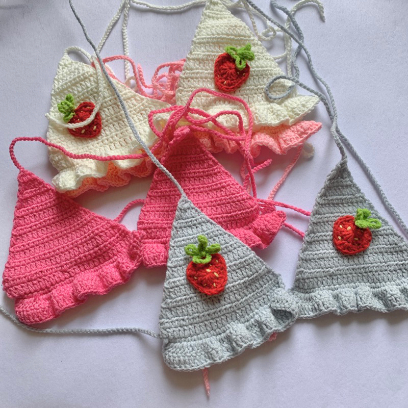 Bikini Bèo Nhún - Bralette Len Móc - xanhlanhes