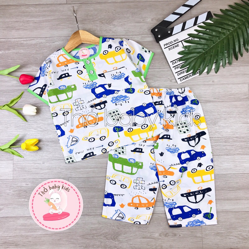 Bộ đồ trẻ em, bộ lanh tay ngắn quần dài bé trai thỏ baby kids